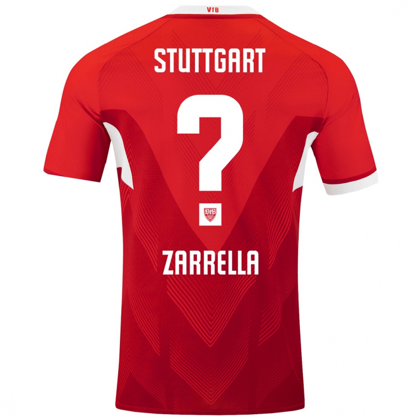 Vyrai Gabriel Zarrella #0 Raudona Balta Išvykos Marškinėliai 2024/25 T-Shirt