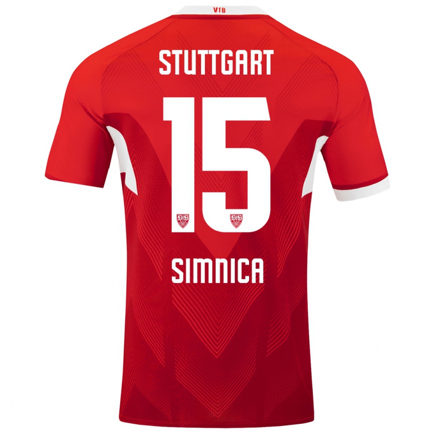 Vyrai Luan Simnica #15 Raudona Balta Išvykos Marškinėliai 2024/25 T-Shirt