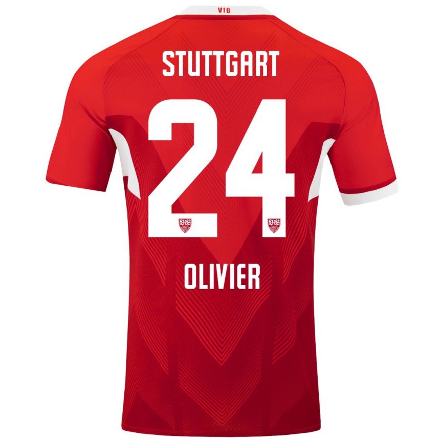 Vyrai Christopher Olivier #24 Raudona Balta Išvykos Marškinėliai 2024/25 T-Shirt