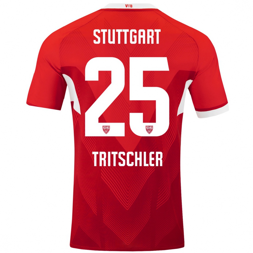 Vyrai David Tritschler #25 Raudona Balta Išvykos Marškinėliai 2024/25 T-Shirt