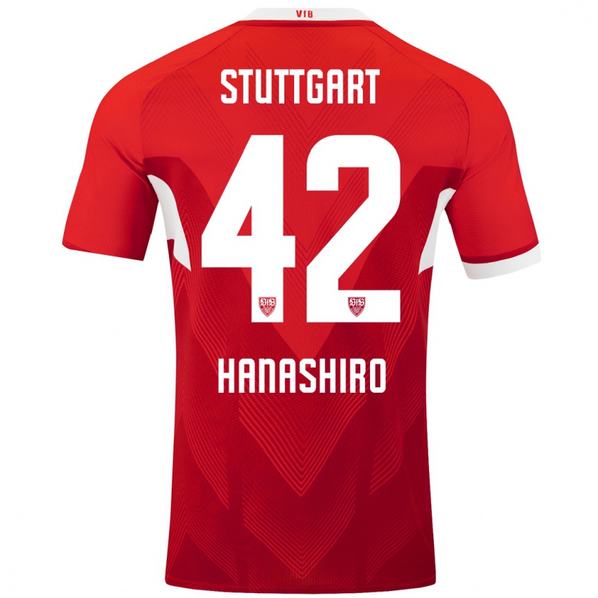 Vyrai Rinto Hanashiro #42 Raudona Balta Išvykos Marškinėliai 2024/25 T-Shirt