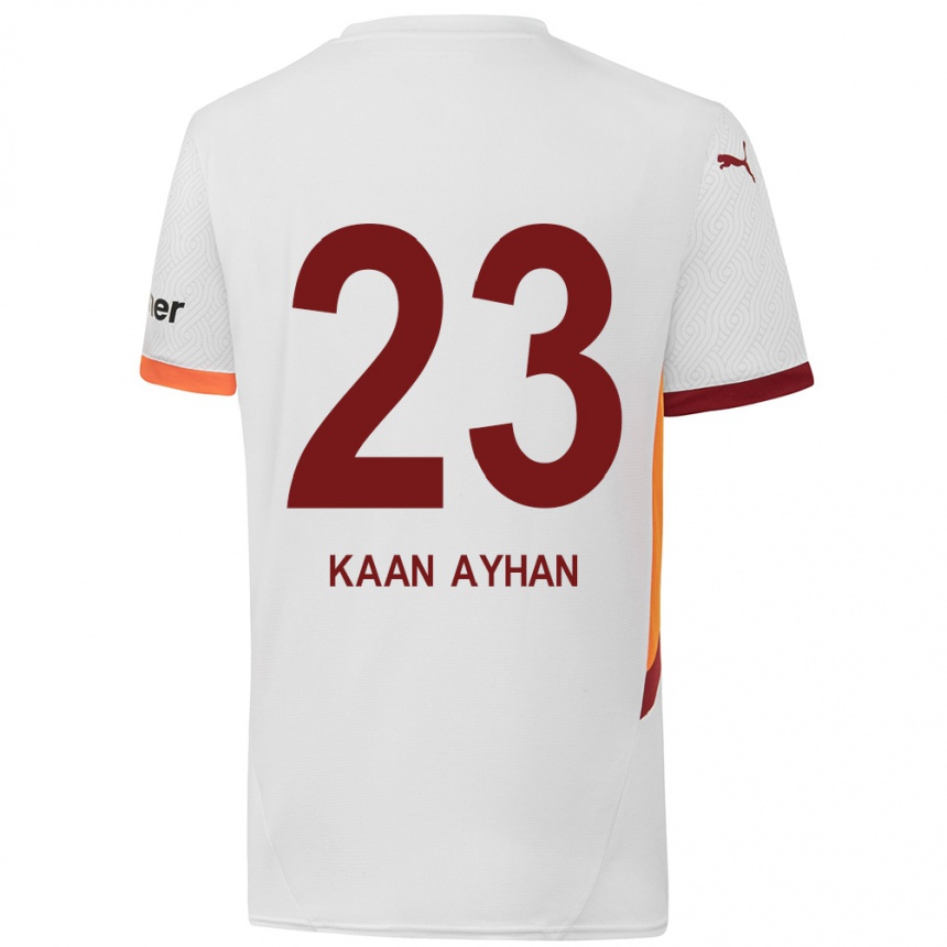 Vyrai Kaan Ayhan #23 Balta Geltona Raudona Išvykos Marškinėliai 2024/25 T-Shirt