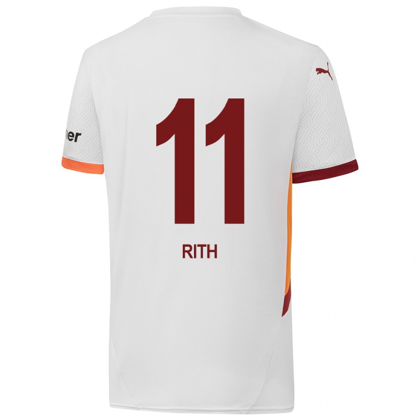 Vyrai Monique Rith #11 Balta Geltona Raudona Išvykos Marškinėliai 2024/25 T-Shirt