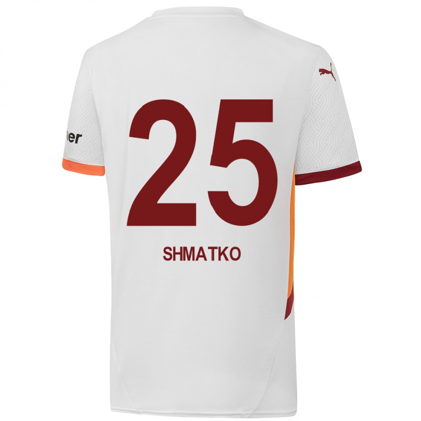 Vyrai Lyubov Shmatko #25 Balta Geltona Raudona Išvykos Marškinėliai 2024/25 T-Shirt