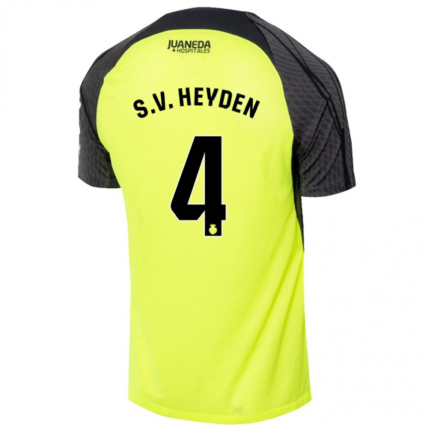 Vyrai Siebe Van Der Heyden #4 Fluorescencinė Žalia Juoda Išvykos Marškinėliai 2024/25 T-Shirt