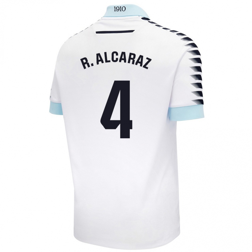 Vyrai Rubén Alcaraz #4 Balta Mėlyna Išvykos Marškinėliai 2024/25 T-Shirt