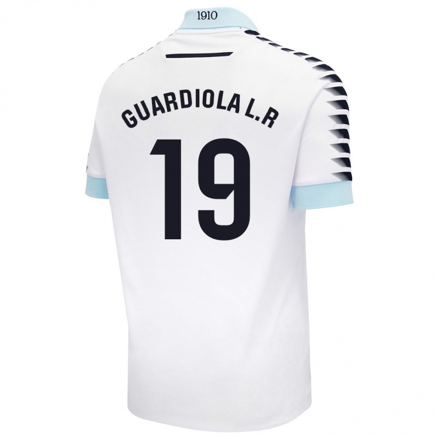 Vyrai Sergi Guardiola #19 Balta Mėlyna Išvykos Marškinėliai 2024/25 T-Shirt