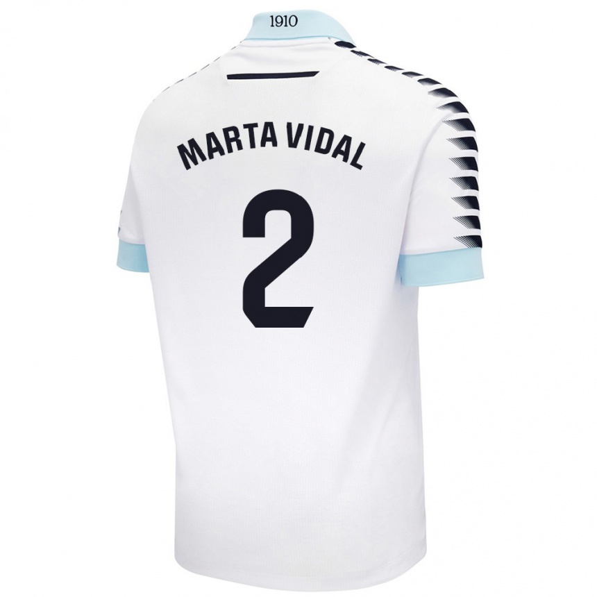 Vyrai Marta Vidal Vela #2 Balta Mėlyna Išvykos Marškinėliai 2024/25 T-Shirt