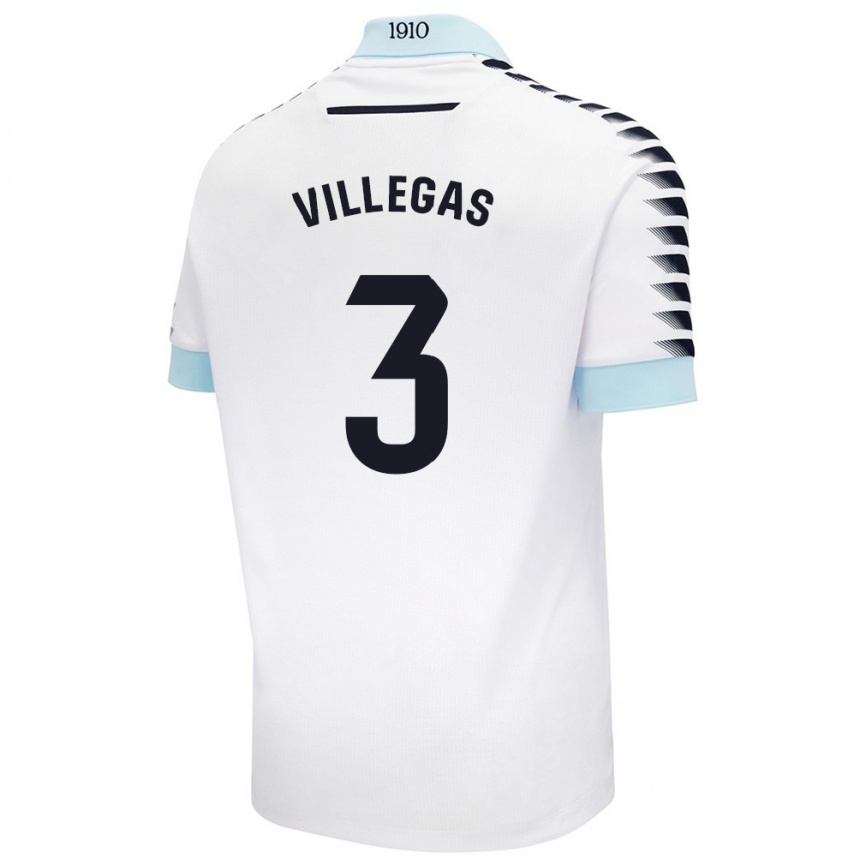 Vyrai Virginia Villegas Rico #3 Balta Mėlyna Išvykos Marškinėliai 2024/25 T-Shirt