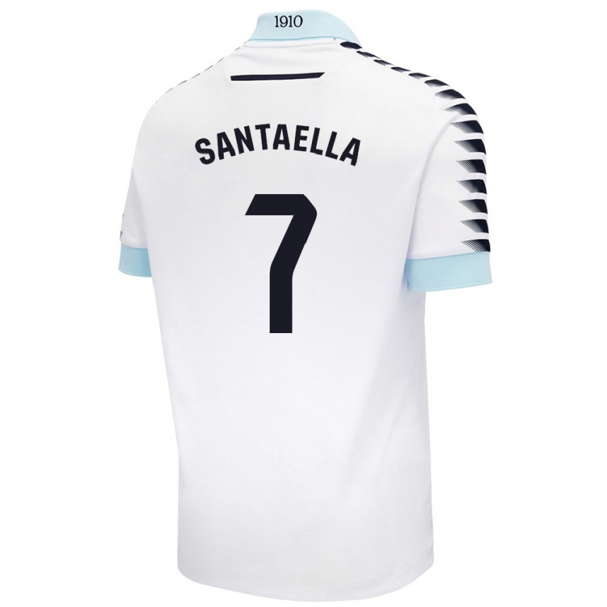 Vyrai Natalia Santaella Picón #7 Balta Mėlyna Išvykos Marškinėliai 2024/25 T-Shirt