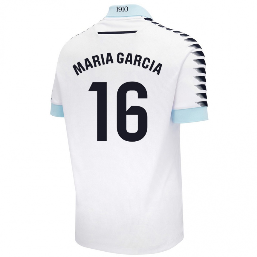 Vyrai Maria García Fernández #16 Balta Mėlyna Išvykos Marškinėliai 2024/25 T-Shirt