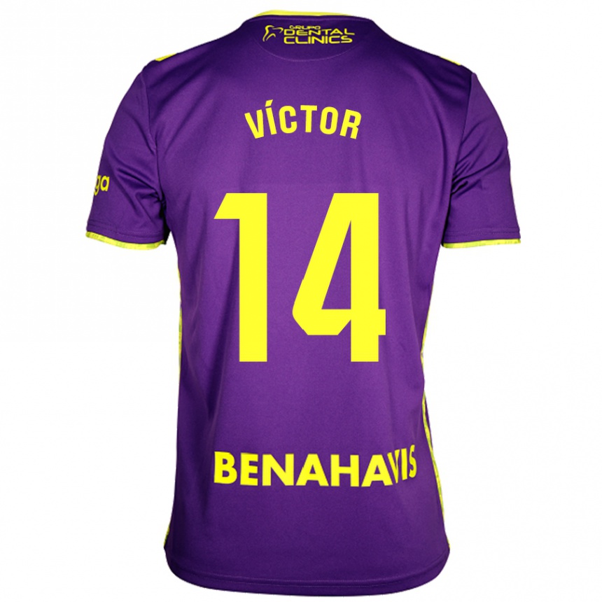 Vyrai Víctor García #14 Violetinė Geltona Išvykos Marškinėliai 2024/25 T-Shirt