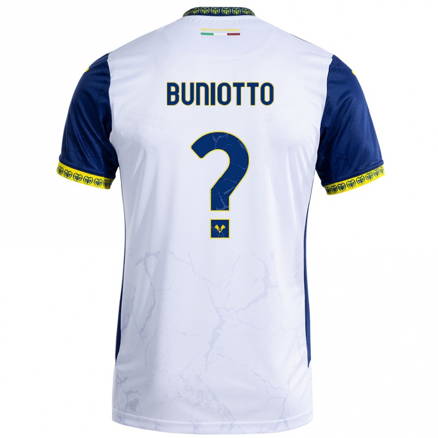 Vyrai Mattia Buniotto #0 Balta Mėlyna Išvykos Marškinėliai 2024/25 T-Shirt