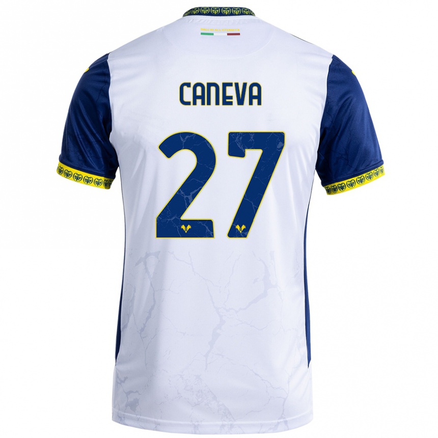 Vyrai Elia Caneva #27 Balta Mėlyna Išvykos Marškinėliai 2024/25 T-Shirt