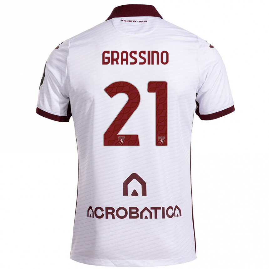 Vyrai Giulia Grassino #21 Balta Kaštoninė Išvykos Marškinėliai 2024/25 T-Shirt