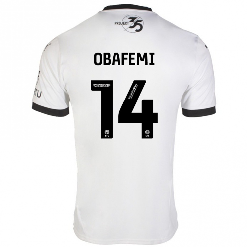 Vyrai Michael Obafemi #14 Balta Juoda Išvykos Marškinėliai 2024/25 T-Shirt