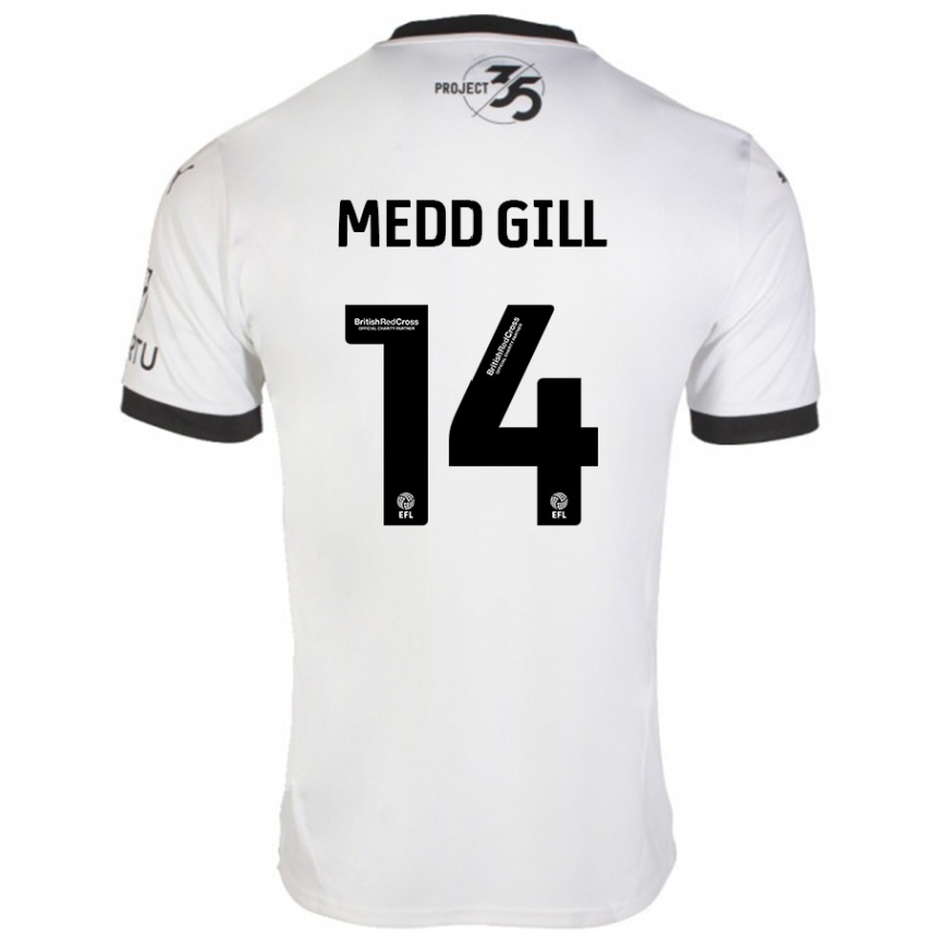 Vyrai Tamsin Medd-Gill #14 Balta Juoda Išvykos Marškinėliai 2024/25 T-Shirt