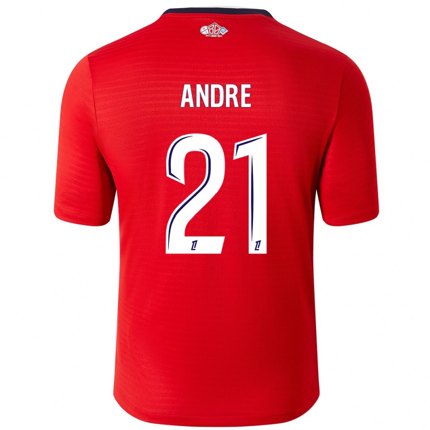 Moteriškas Benjamin Andre #21 Raudona Balta Namų Marškinėliai 2024/25 T-Shirt