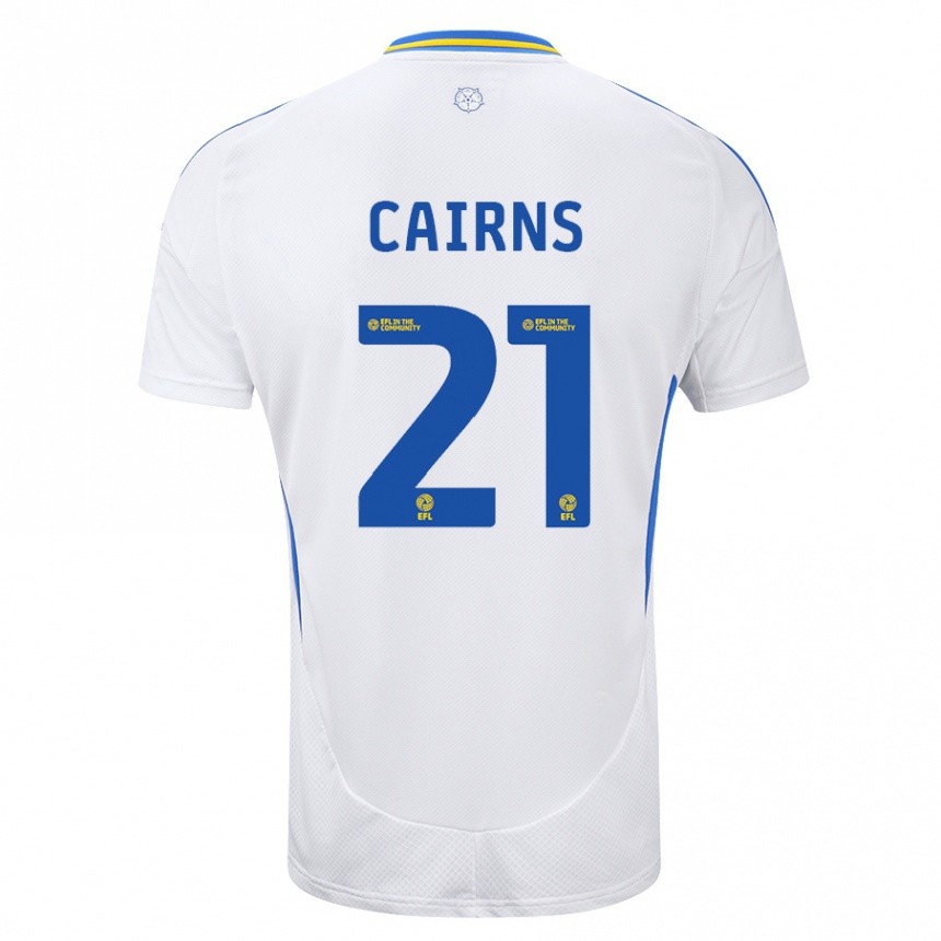 Moteriškas Alex Cairns #21 Balta Mėlyna Namų Marškinėliai 2024/25 T-Shirt