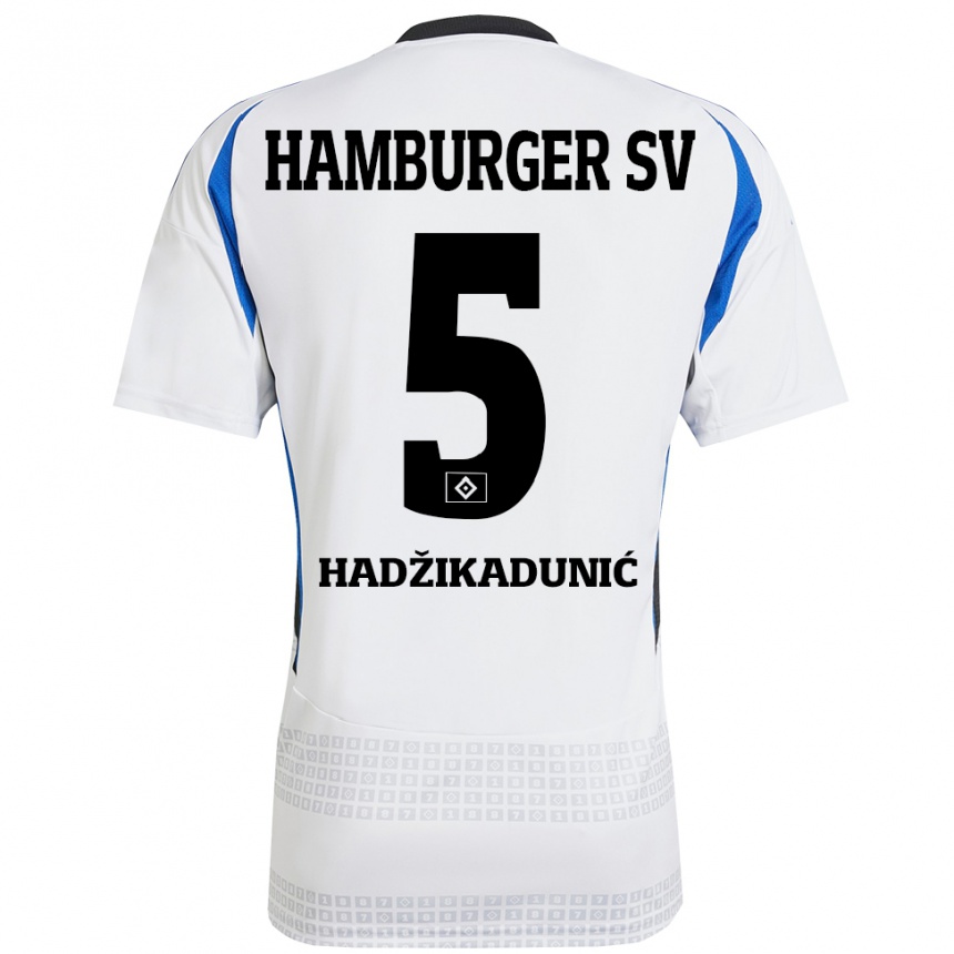 Moteriškas Dennis Hadzikadunic #5 Balta Mėlyna Namų Marškinėliai 2024/25 T-Shirt