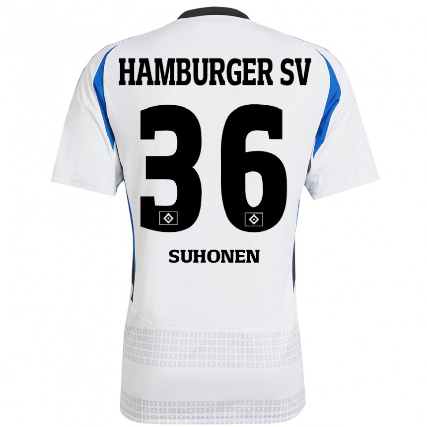 Moteriškas Anssi Suhonen #36 Balta Mėlyna Namų Marškinėliai 2024/25 T-Shirt