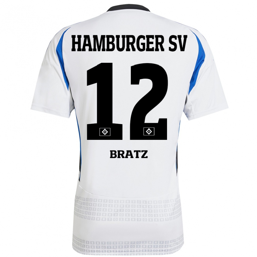 Moteriškas Julian Brätz #12 Balta Mėlyna Namų Marškinėliai 2024/25 T-Shirt