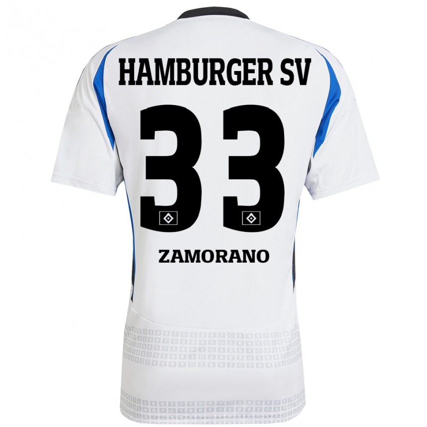 Moteriškas Jolina Zamorano #33 Balta Mėlyna Namų Marškinėliai 2024/25 T-Shirt