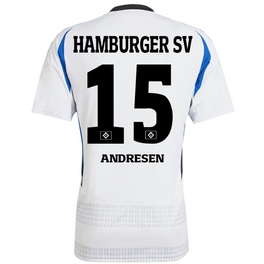 Moteriškas Bent Andresen #15 Balta Mėlyna Namų Marškinėliai 2024/25 T-Shirt