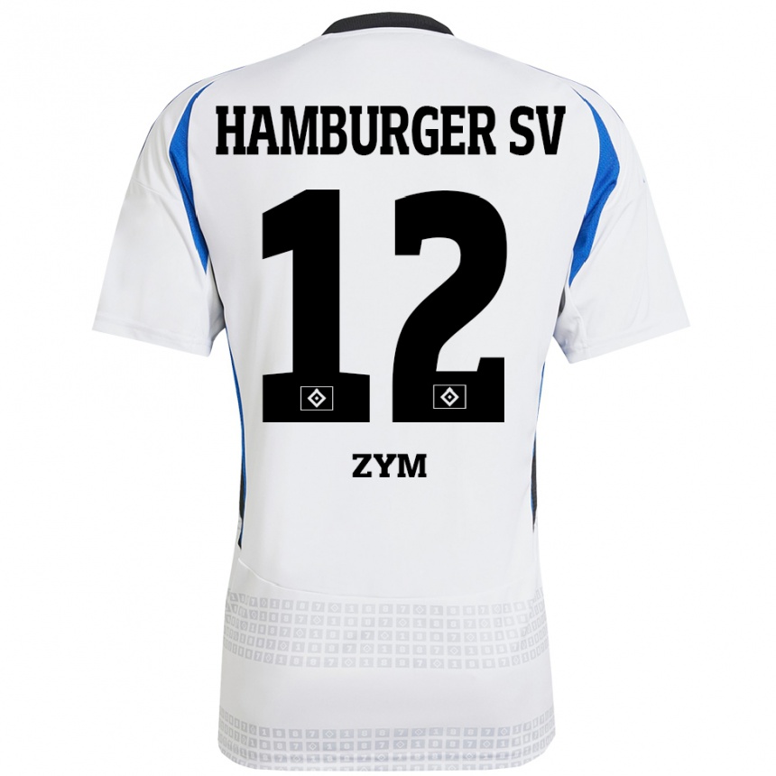 Moteriškas Marcel Zym #12 Balta Mėlyna Namų Marškinėliai 2024/25 T-Shirt