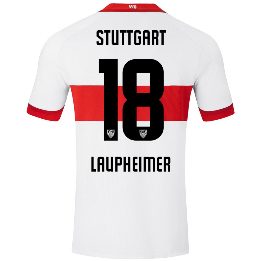 Moteriškas Lukas Laupheimer #18 Balta Raudona Namų Marškinėliai 2024/25 T-Shirt