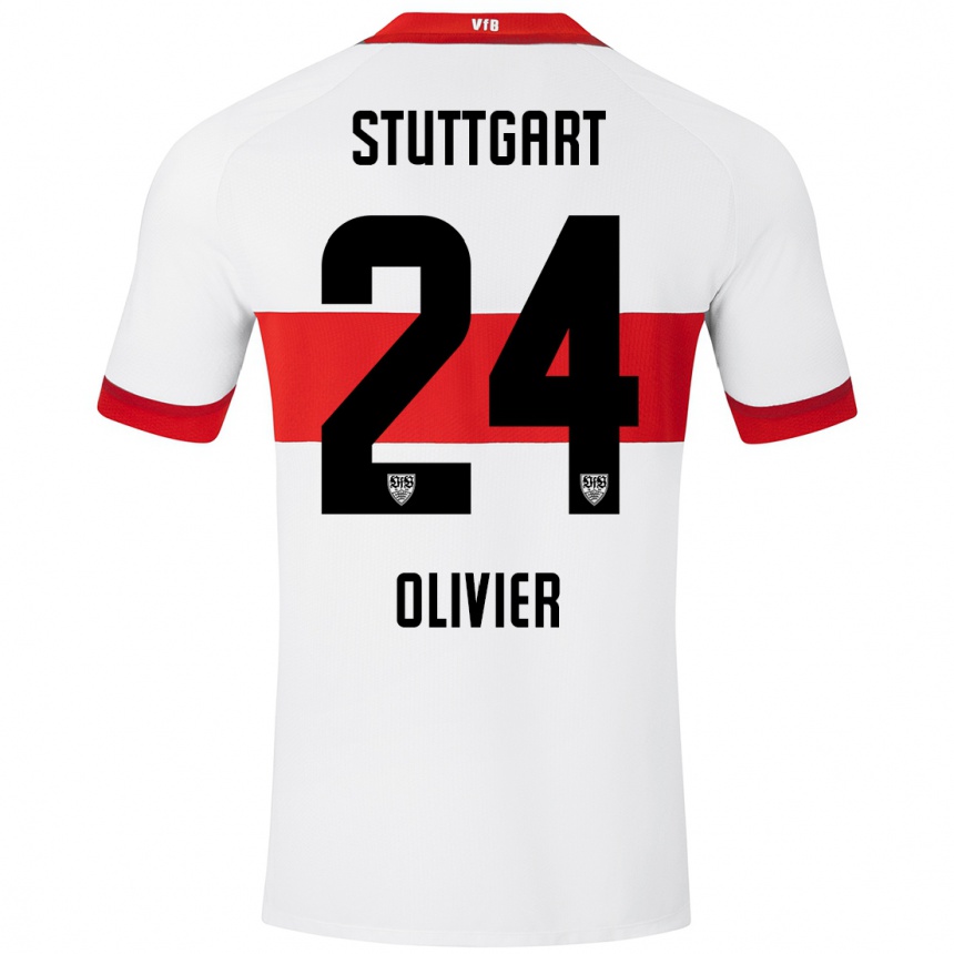 Moteriškas Christopher Olivier #24 Balta Raudona Namų Marškinėliai 2024/25 T-Shirt