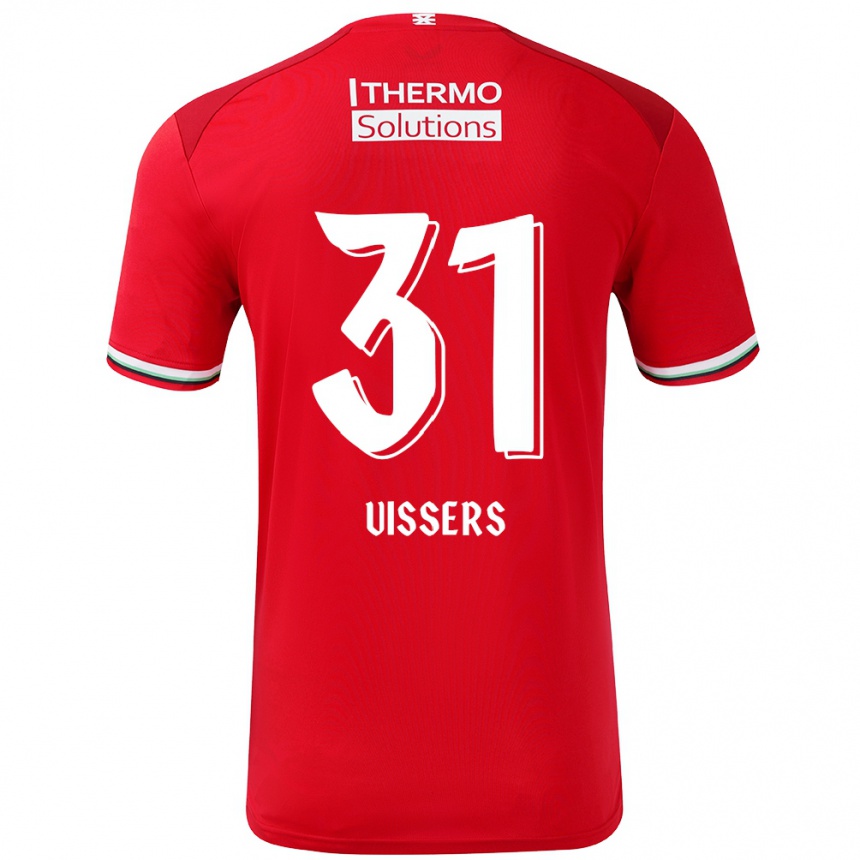 Moteriškas Kiki Vissers #31 Raudona Balta Namų Marškinėliai 2024/25 T-Shirt