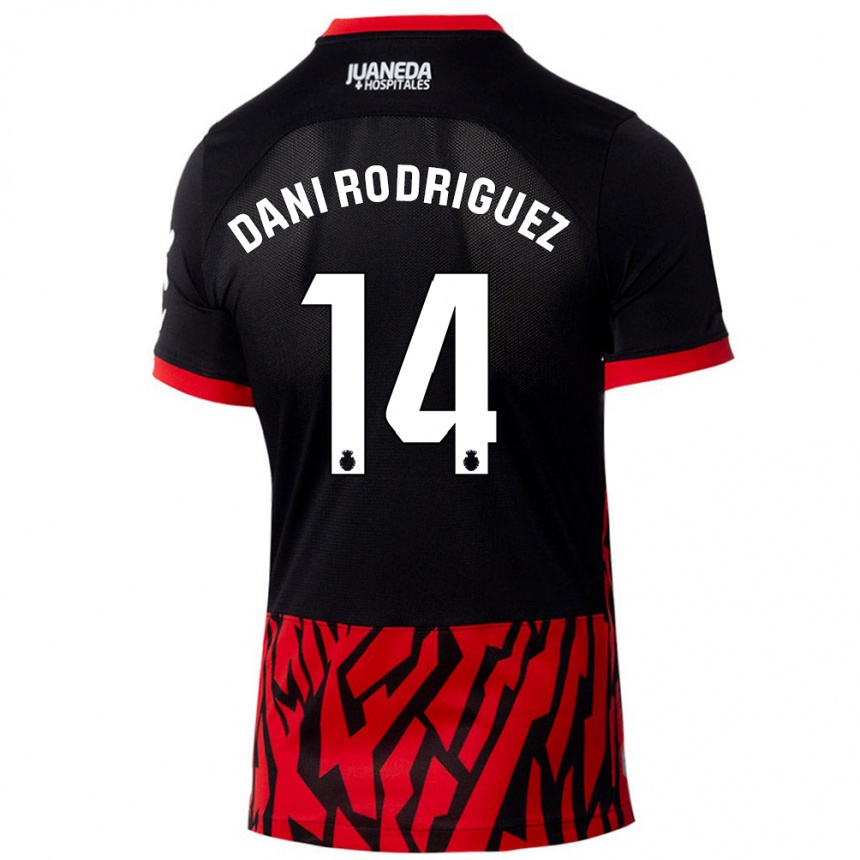 Moteriškas Dani Rodríguez #14 Juoda Raudona Namų Marškinėliai 2024/25 T-Shirt