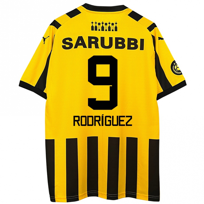 Moteriškas Agustín Rodríguez #9 Geltona Juoda Namų Marškinėliai 2024/25 T-Shirt