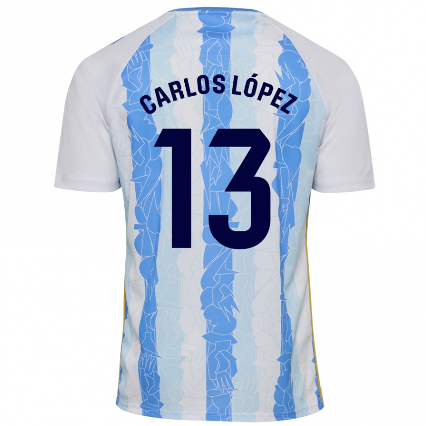 Moteriškas Carlos López #13 Balta Mėlyna Namų Marškinėliai 2024/25 T-Shirt