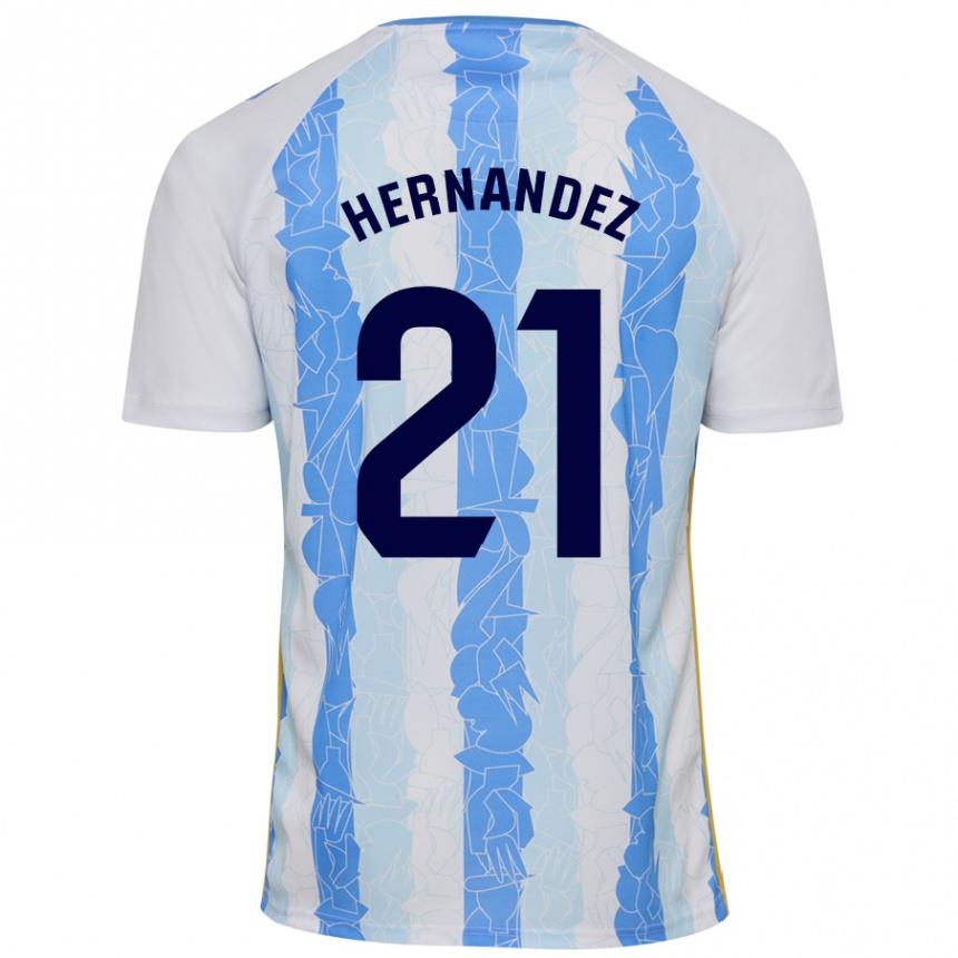 Moteriškas Juan Hernández #21 Balta Mėlyna Namų Marškinėliai 2024/25 T-Shirt