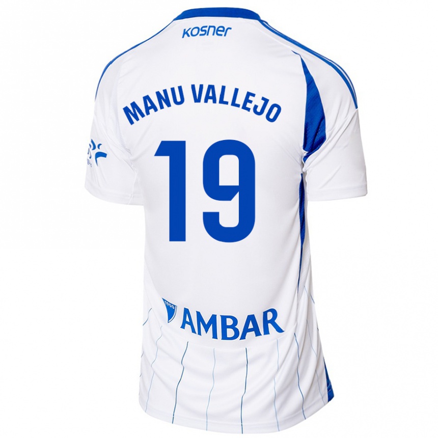 Moteriškas Manu Vallejo #19 Raudona Balta Namų Marškinėliai 2024/25 T-Shirt