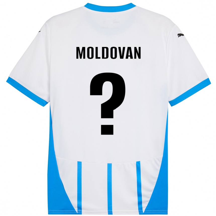 Moteriškas Horațiu Moldovan #0 Balta Mėlyna Išvykos Marškinėliai 2024/25 T-Shirt