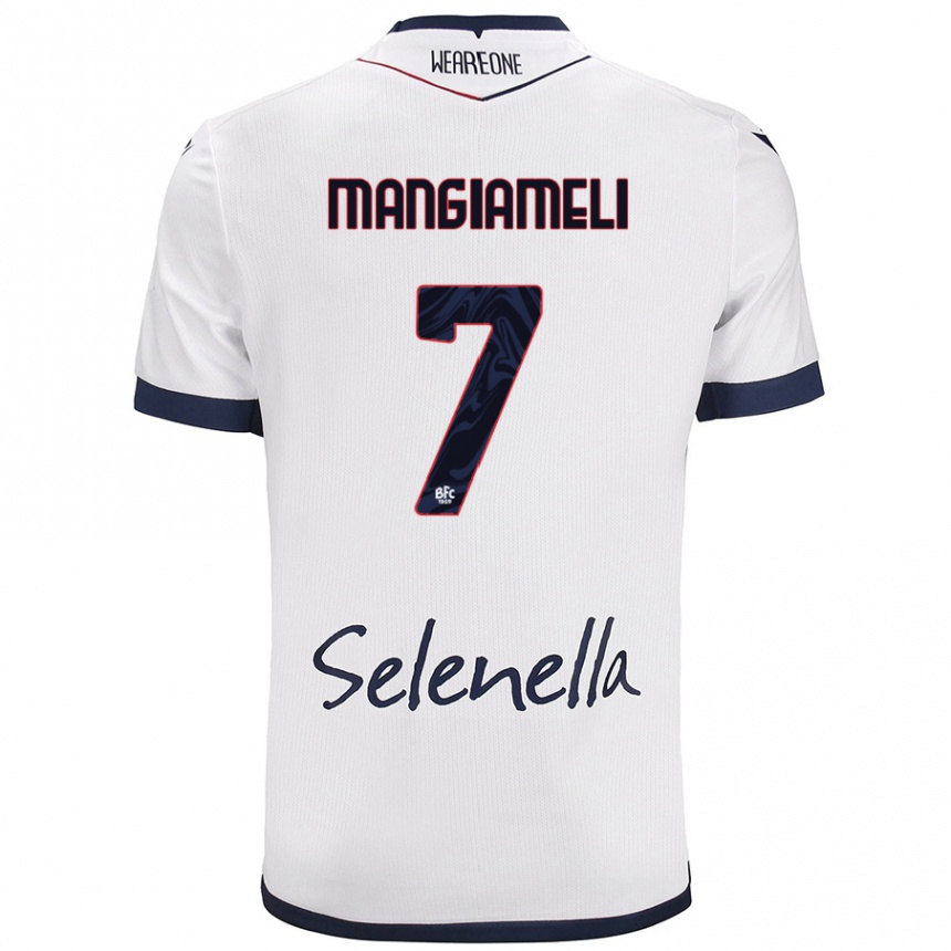 Moteriškas Federico Mangiameli #7 Balta Karališka Mėlyna Išvykos Marškinėliai 2024/25 T-Shirt