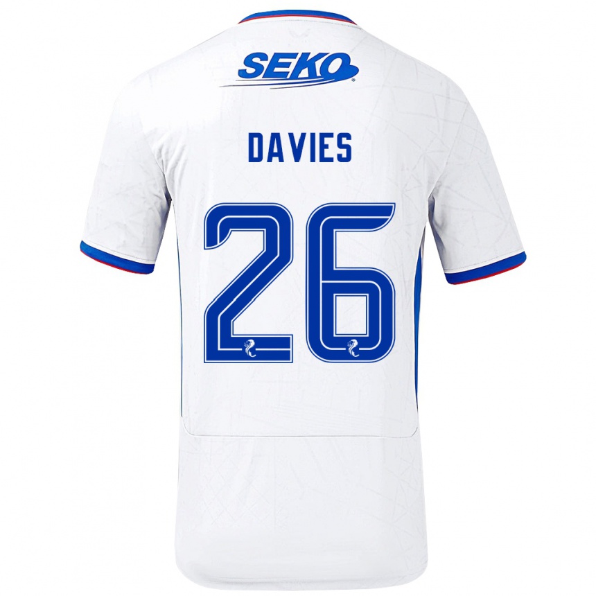 Moteriškas Ben Davies #26 Balta Mėlyna Išvykos Marškinėliai 2024/25 T-Shirt