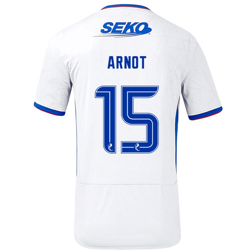 Moteriškas Elizabeth Arnot #15 Balta Mėlyna Išvykos Marškinėliai 2024/25 T-Shirt