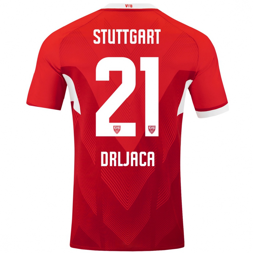 Moteriškas Stefan Drljaca #21 Raudona Balta Išvykos Marškinėliai 2024/25 T-Shirt