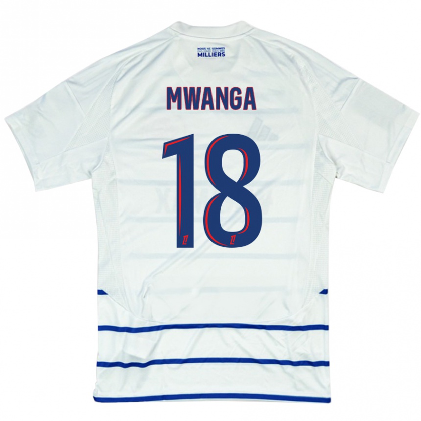 Moteriškas Junior Mwanga #18 Balta Mėlyna Išvykos Marškinėliai 2024/25 T-Shirt