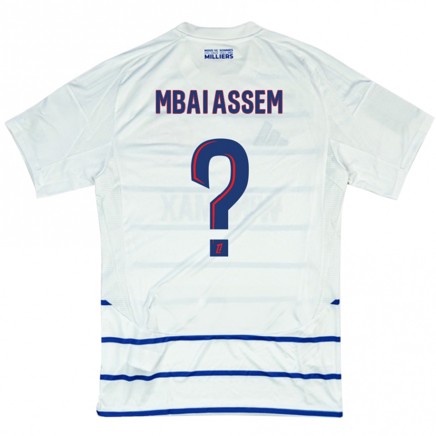 Moteriškas Chris Mbaï-Assem #0 Balta Mėlyna Išvykos Marškinėliai 2024/25 T-Shirt