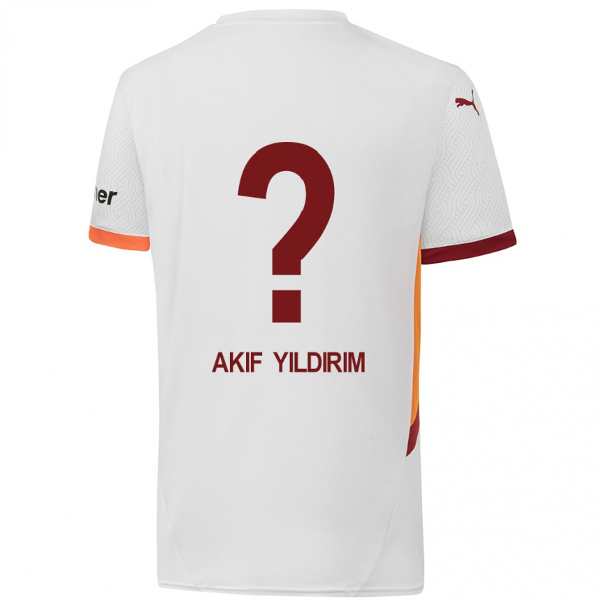 Moteriškas Mehmet Akif Yıldırım #0 Balta Geltona Raudona Išvykos Marškinėliai 2024/25 T-Shirt