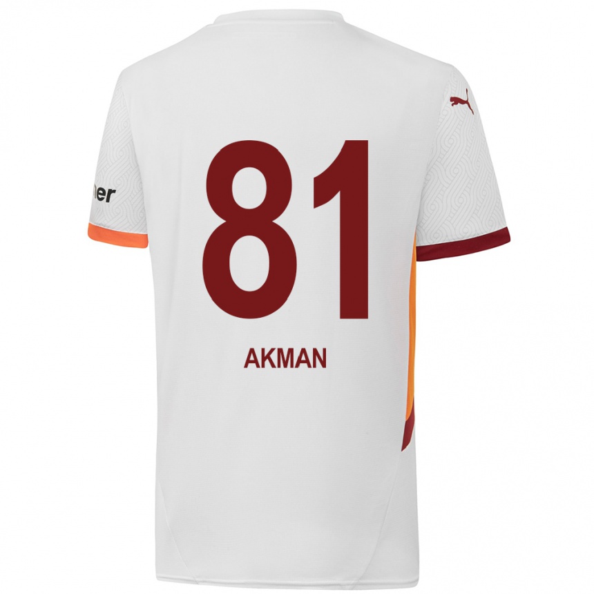 Moteriškas Hamza Akman #81 Balta Geltona Raudona Išvykos Marškinėliai 2024/25 T-Shirt