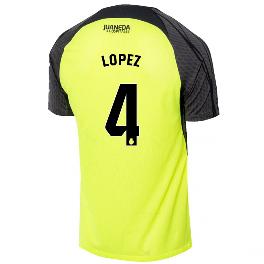 Moteriškas David López #4 Fluorescencinė Žalia Juoda Išvykos Marškinėliai 2024/25 T-Shirt