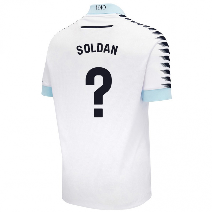 Moteriškas Iván Soldán #0 Balta Mėlyna Išvykos Marškinėliai 2024/25 T-Shirt