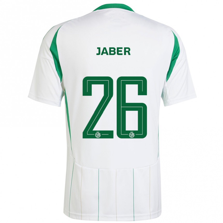 Moteriškas Mahmoud Jaber #26 Balta Žalia Išvykos Marškinėliai 2024/25 T-Shirt