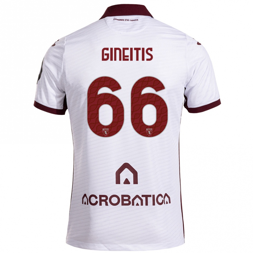 Moteriškas Gvidas Gineitis #66 Balta Kaštoninė Išvykos Marškinėliai 2024/25 T-Shirt